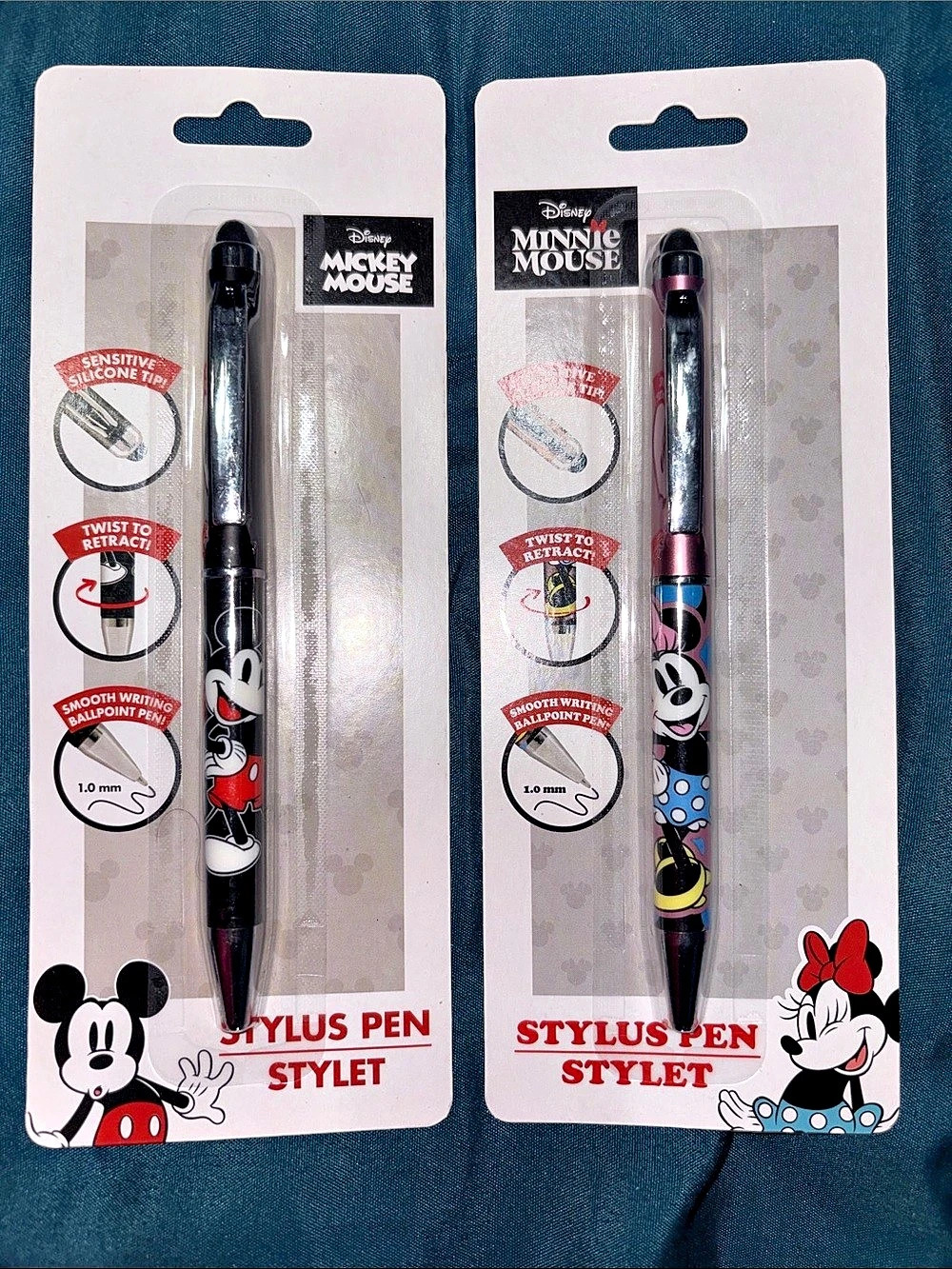 2 - Disney Mickey Mouse and Minnie Mouse Stylus Pen Set Mickey & Minnie Stylus P